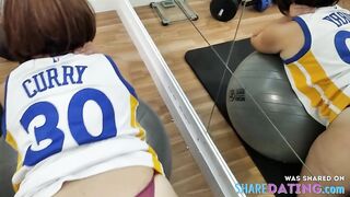 Threesome Interracial Anal Sex in University Gym with Big Tits