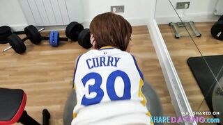 Threesome Interracial Anal Sex in University Gym with Big Tits