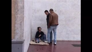 Threesome Fuck with Stranger and Two Giant Dicks