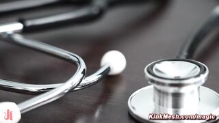 Doctor Jane Wilde gives patient Gia Derza a radical anal exam with huge thick dildo