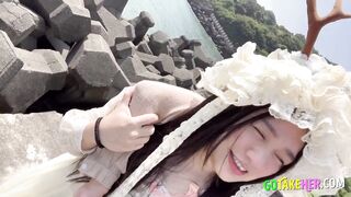 Asian Babe Repays Favor With No-Condom Creampie Sex