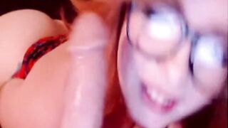 Big-Titted Redhead's Steamy Dildo Blowjob