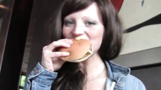 German Amateur Couple's Public Bathroom Blowjob and Facial at McDonald's