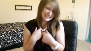 Big-Titted Blonde Babe Plays with Dildo on Webcam