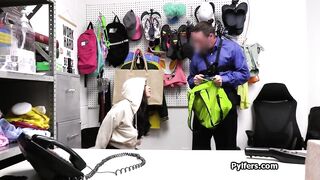 Bra less big tit suspects throat and pussy fucked on security cameras