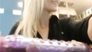 Exposed! Blonde Babe's Naughty Library Cam Show