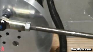 Gay Aaron Tanner fucks vacuum sex toy and gets anal fucked by machine in swing