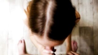 Big-Ass Babe Sucks Dick and Takes a Mouthful of Cum