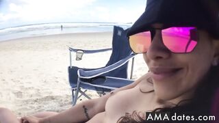 First-time Nudist Hesitates to Undress on Beach