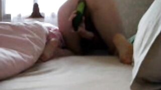 Anal Play With a Cucumber and Sex Toy on Webcam