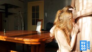 Redhead Babe Sucks My Big Cock in the Morning!