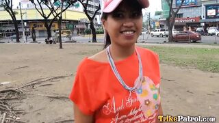 Bus stop amateur Asian picked up and fucked