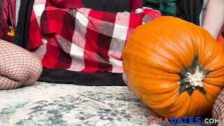 Threesome with Two Horny Witches in BDSM Cosplay Ends with a Cumshot