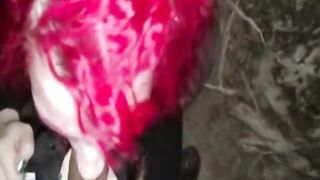 Interracial Blowjob in the Great Outdoors