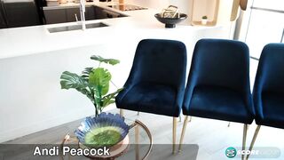 Voluptuous wife Andi Peacock deep-fingers her hairy pussy