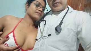 Indian Cute Nurse Nisha Blowjob Riding Hot Sex and Creampied Pussy Secretly with Doctor Sharma