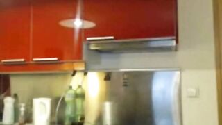 Big Natural Tits Shaking and Oiling in the Kitchen on Webcam