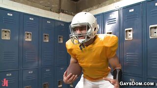 Angry football teammates wrestling then anal fucking in jcoks in the locker room