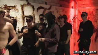 Bound Muscled Stud Intense Gangbang