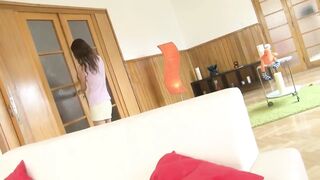 Skinny Teen with Small Tits Gets Her Ass Pounded by a Huge Cock That Cums in Her Mouth