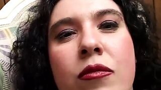 Fat italian woman in lingerie has solo sex