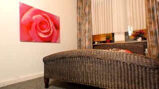 Blonde hottie in lingerie uses her big boobs for full sexual pleasure