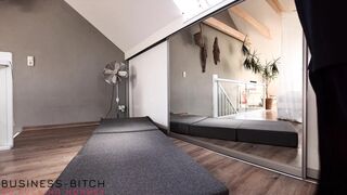 Serious Business Woman in Office Suit and Nylons Has Cock Riding Meeting with Boss - Business-bitch