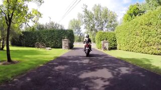 Blonde babe rides a massive cock after sucking it deep outdoors