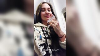 Risky flight adventure with kinky masturbation in plane by PassionBunny