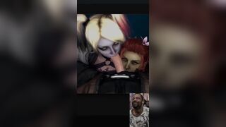 Harley Quinn and Ivy Deepthroating a Naughty Fucking Cock
