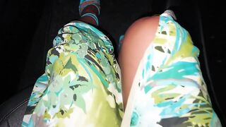 Mature Stepmom with Sexy Legs in Heels in the Car with Her Younger Stepson