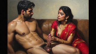 Hot bhabhi in red saree fucked by milkman as calls him inside to take milk she takes his dick inside her pussy