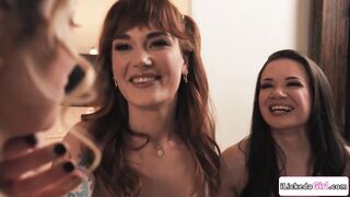 Lesbian milf couple pussy licking brunette teen stepdaughter