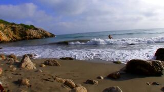 Amazing naked blonde on the beach ass fucked by a big cock