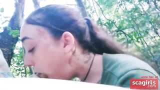 Tattooed Babe Deepthroats a Big Cock