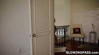 Petite babe Katie Kush trying throat fucking with big cock