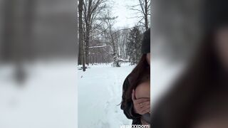 Cece Rose Squeezing Juicy Tits and Boobs Fuck in the Snow