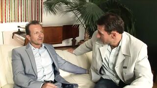 Blonde maid banged by two men in a double penetration