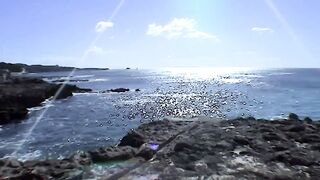 Wet Cunt Fucked by Vibrator on the Beach