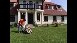 Blonde Horny Slut Suck a Big Dick of His Gardener