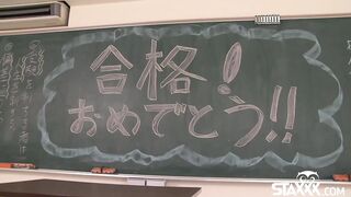 Horny Japanese teacher fucks a chair leg when she's alone