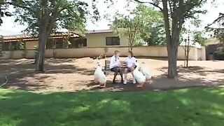 Two teen sluts pounded in the bus