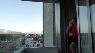 Redhead babe and her blonde friend suck big pecker outdoors