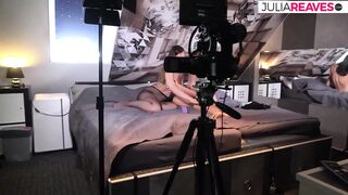 Threesome with footjob, riding dick and swallow cum