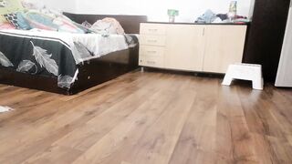 Sexy Wife Workout at Home Naked - Amateur Wife Masturbates with Her Fingers