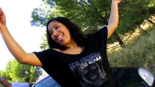 Young and cute slut slammed on the hood of a car