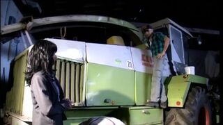 Hot lady of the city in sexy stockings banged by a farmer