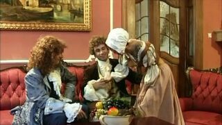 18th Century: 2 Horny Gentlemen Screw the Maid in a DP