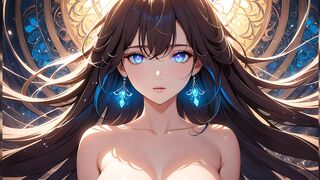 Soft Starlight a Beautiful Young Woman with Glowing Eyes in Animated Style