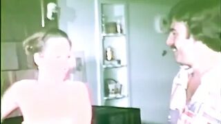 Skinny chick fucks hard with two oldscool guys